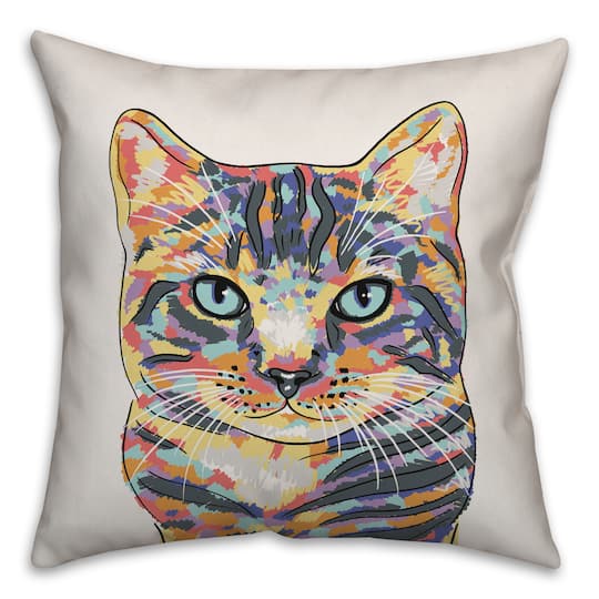 Watercolor Cat Throw Pillow